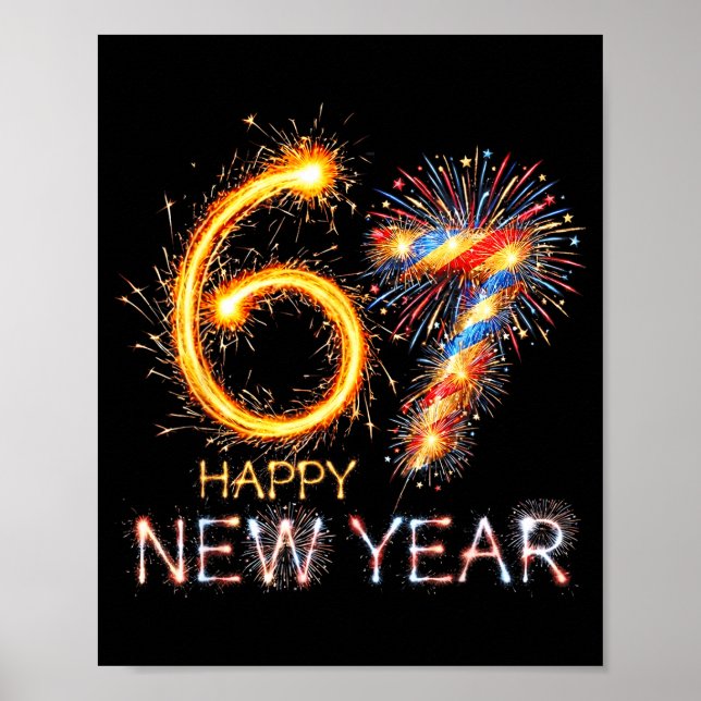 Affiche Bonne année 2026 67e anniversaire Feux d'artifice  (Devant)