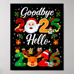 Affiche Bonne année 2026 Au revoir 2025 Bonjour 2026