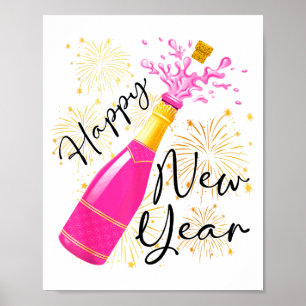 Affiche Bonne année 2026 Champagne Bonne soirée du Nouvel