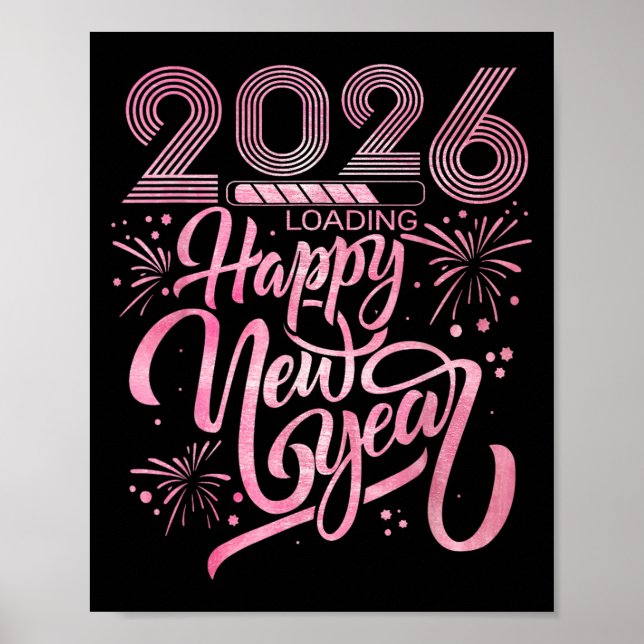 Affiche Bonne année 2026 Chargement des feux d'artifice (Devant)