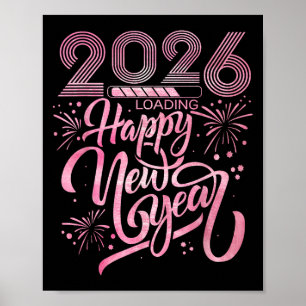 Affiche Bonne année 2026 Chargement des feux d'artifice