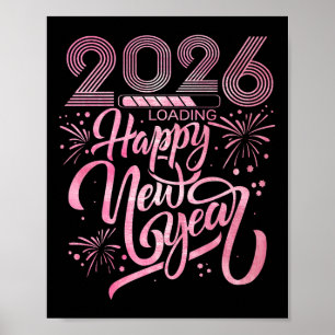 Affiche Bonne année 2026 Chargement Fireworks Premium