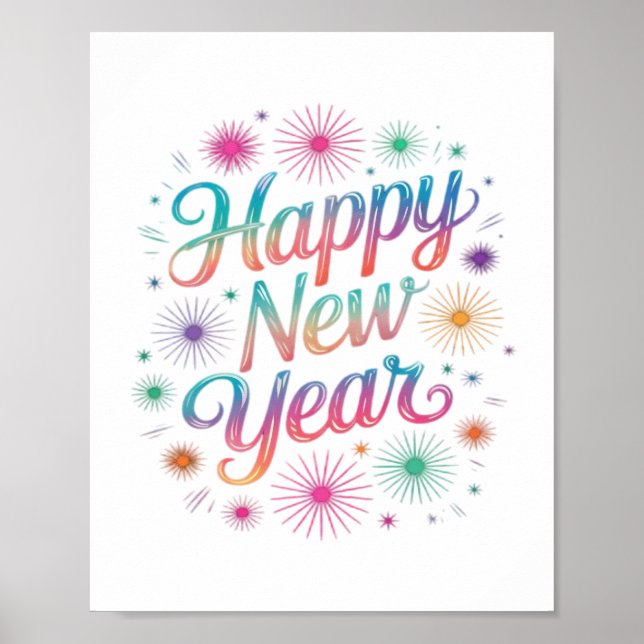 Affiche Bonne année 2026 Feux d'artifice Essentiel (Devant)
