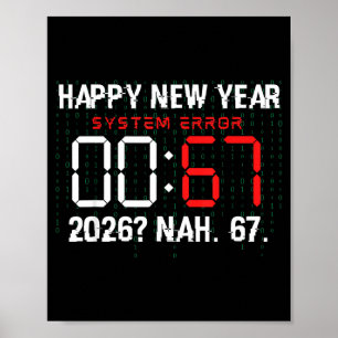 Affiche Bonne année 2026 Humour Horloge 6 7 Mème Système E