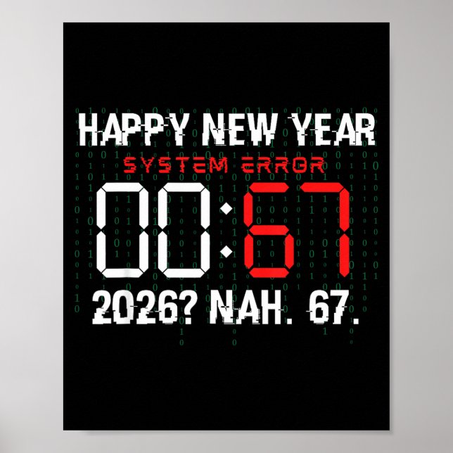 Affiche Bonne année 2026 Humour Horloge 6 7 Mème Système E (Devant)