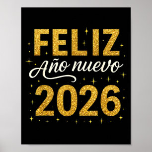 Affiche Bonne Année 2026 Nouvel An Fiesta Espagnole Feu d'
