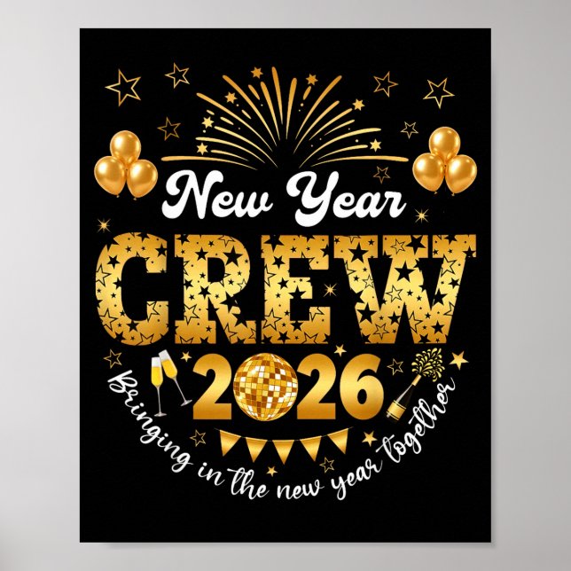 Affiche Bonne année 2026 Nouvel An Nye Soirée entre amis  (Devant)