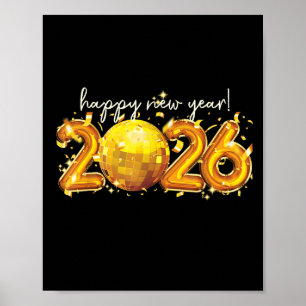 Affiche Bonne année 2026 Retro Ball Celebration