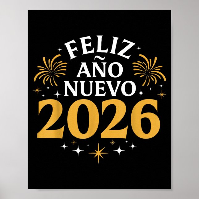 Affiche Bonne Année 2026 Soirée du Nouvel An Espagnol  (Devant)