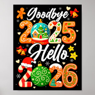 Affiche Bonne Année Au revoir 2025 Bonjour 2026 Noël G