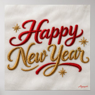 Affiche Bonne Année Brodé