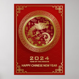 Affiche Bonne année chinoise 2024 Nouvel an lunaire 2024