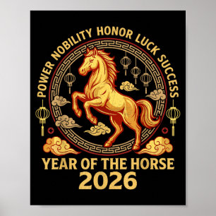Affiche Bonne année chinoise 2026 Année du cheval 2026