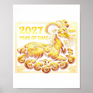 Affiche Bonne année chinoise 2027 - Nouvel An lunaire Chèv