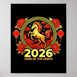 Affiche Bonne année chinoise du cheval de feu Chinois Z