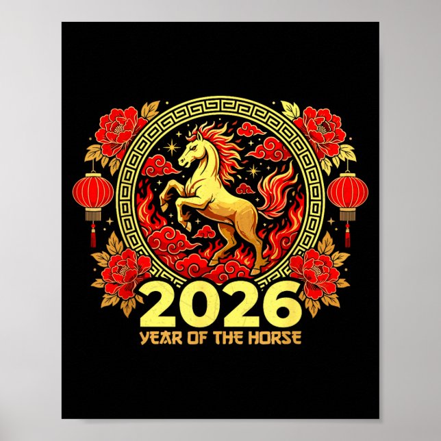 Affiche Bonne année chinoise du cheval de feu Chinois Z (Devant)