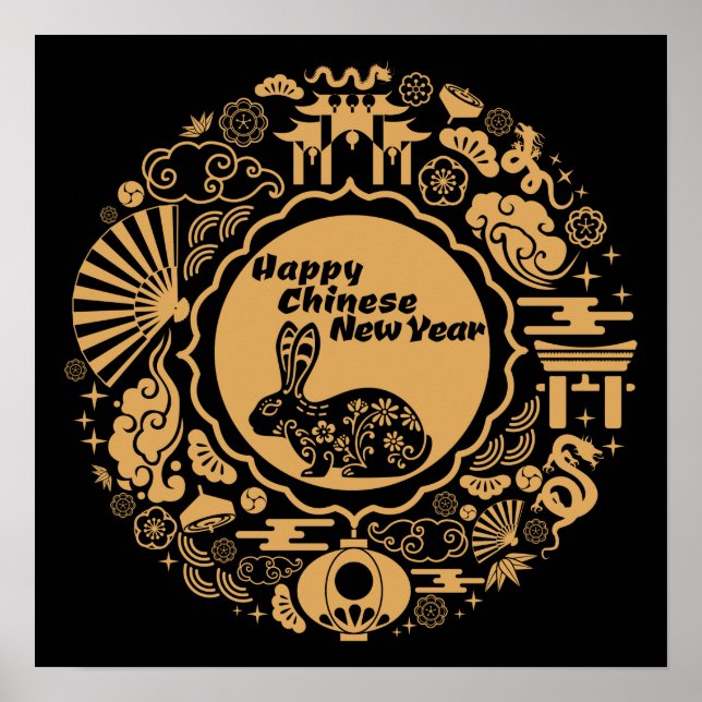 Affiche Bonne année chinoise du lapin (Devant)