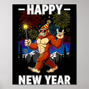 Affiche Bonne année drôle 2026 Amoureux de Bigfoot Nouvel