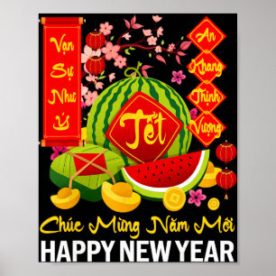 Affiche Bonne année lunaire vietnamienne Chuc Mung Nam Moi