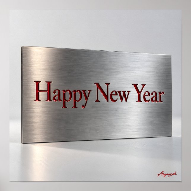Affiche Bonne année métal gravé (Devant)