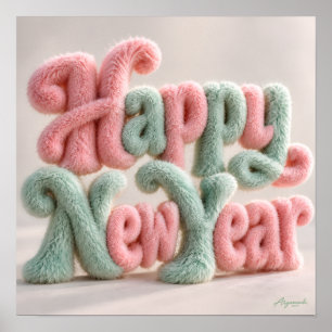 Affiche Bonne Année Peluche Douce
