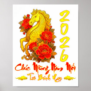 Affiche Bonne année Tet Binh Ngo année vietnamienne Cheval
