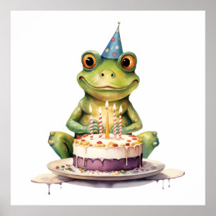 Affiche Bonne Anniversaire Funny grenouille