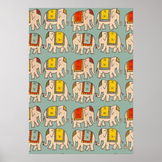 Affiche Bonne chance cirque éléphants mignons éléphant mot (Devant)