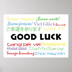 Affiche Bonne Chance dans de Nombreuses Langues Coloré