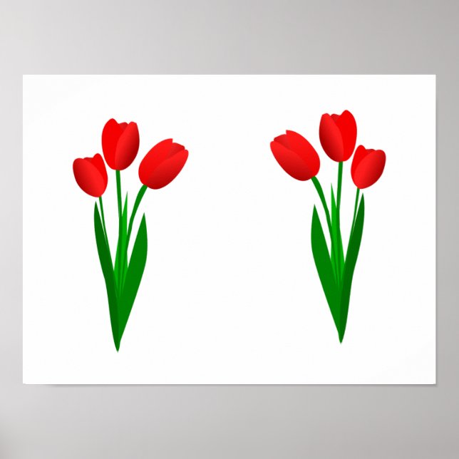 Affiche Bonne chance ensemble de trois tulipes rouges (Devant)