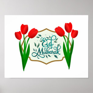 Affiche Bonne chance ensemble de trois tulipes rouges