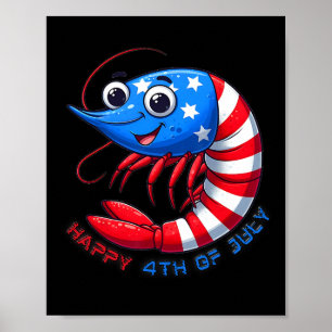 Affiche Bonne crevette Célébrer 4 juillet Enfants Hommes F