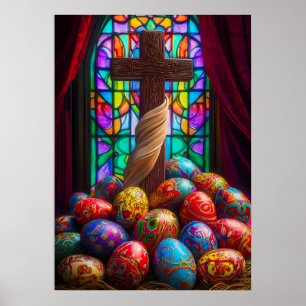 Affiche Bonne Croix de Pâques Bible Jésus