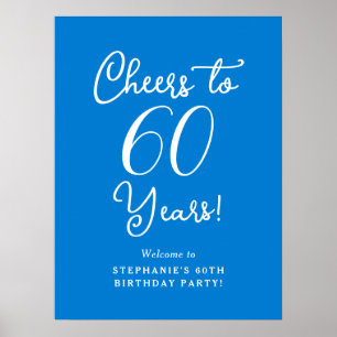 Affiche Bonne fête bleue pour les 60 ans Panneau de bienve