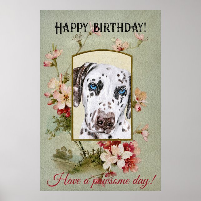 Affiche Bonne fête d'anniversaire Salutations Dalmatienne (Devant)