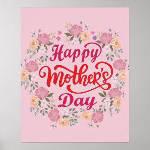 Affiche Bonne fête des mères avec amour et fleurs 