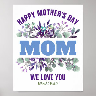 AFFICHE BONNE FÊTE DES MÈRES MAMAN CADEAU PERSONNALISÉ