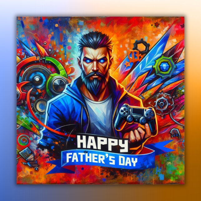 Affiche Bonne Fête des pères papa Gamer | (Créateur téléchargé)