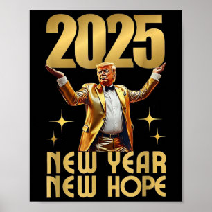 Affiche Bonne fête du Nouvel An 2025 Trump 2025 Nouvel An
