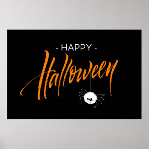 Affiche Bonne Halloween mignonne araignée