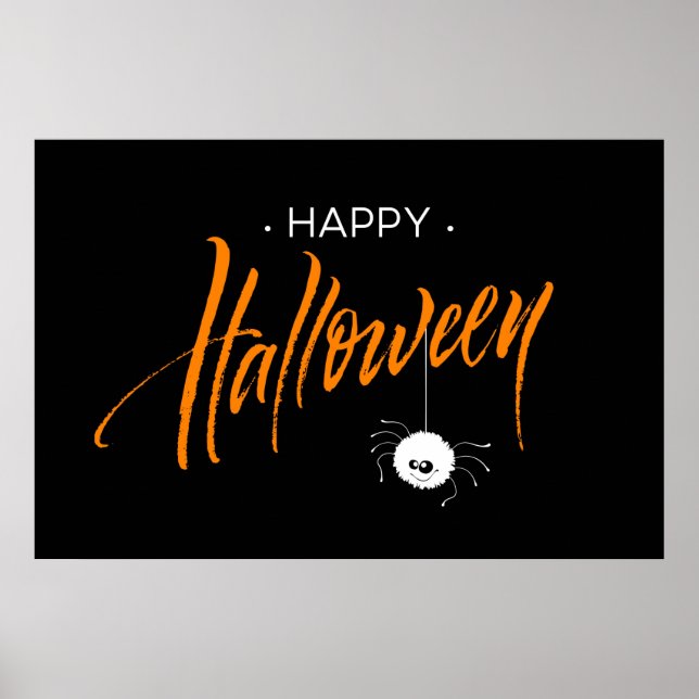 Affiche Bonne Halloween mignonne araignée (Devant)