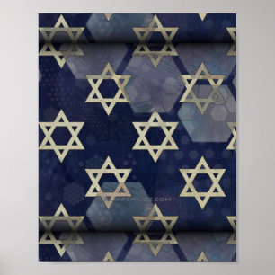 Affiche Bonne Hanoukka Star de David menorah Dreidel Slipp