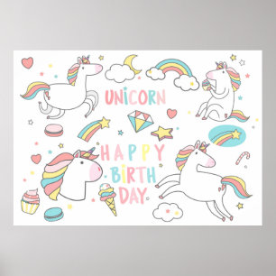 Affiche Bonne licorne d'anniversaire