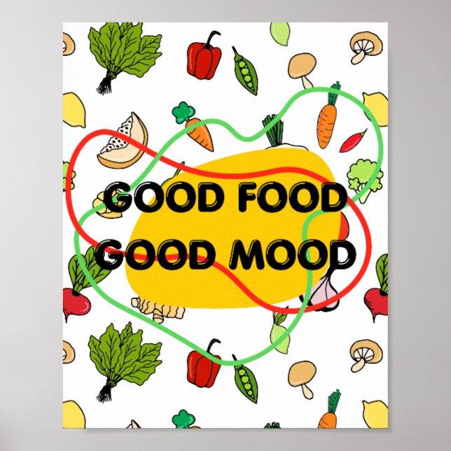 Affiche Bonne nourriture, conception bonne humeur, nourrit (Devant)