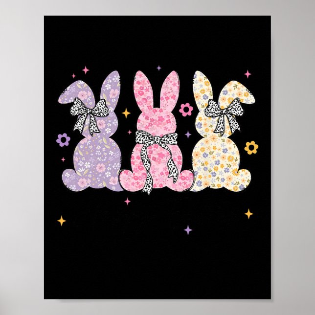 Affiche Bonne Pâques mignonne Bunny Coquette Bow Femmes En (Devant)
