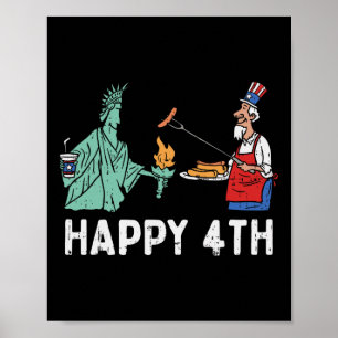 Affiche Bonne Quatrième Statue De Liberty Oncle Sam Funny 