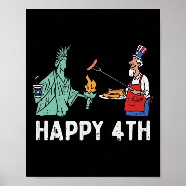 Affiche Bonne Quatrième Statue De Liberty Oncle Sam Funny  (Devant)