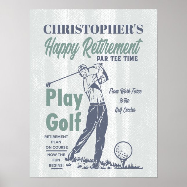 Affiche Bonne retraite Funny Retro Golf Party (Devant)