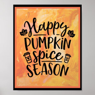 Affiche Bonne saison épicée Citrouille mignonne automne