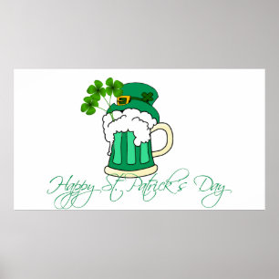 Affiche Bonne St Patrick's Day Green Bière Shamrock